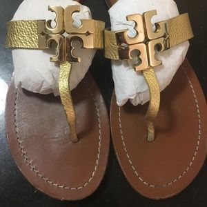 Tory Burch Gold Logo Sandals
